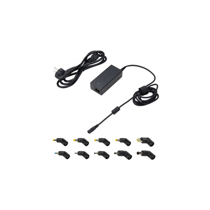 Chargeur universel pour ordinateur portable Ewent 65 W - 10 prises interchangeables - Automatique - Gestion intelligente de