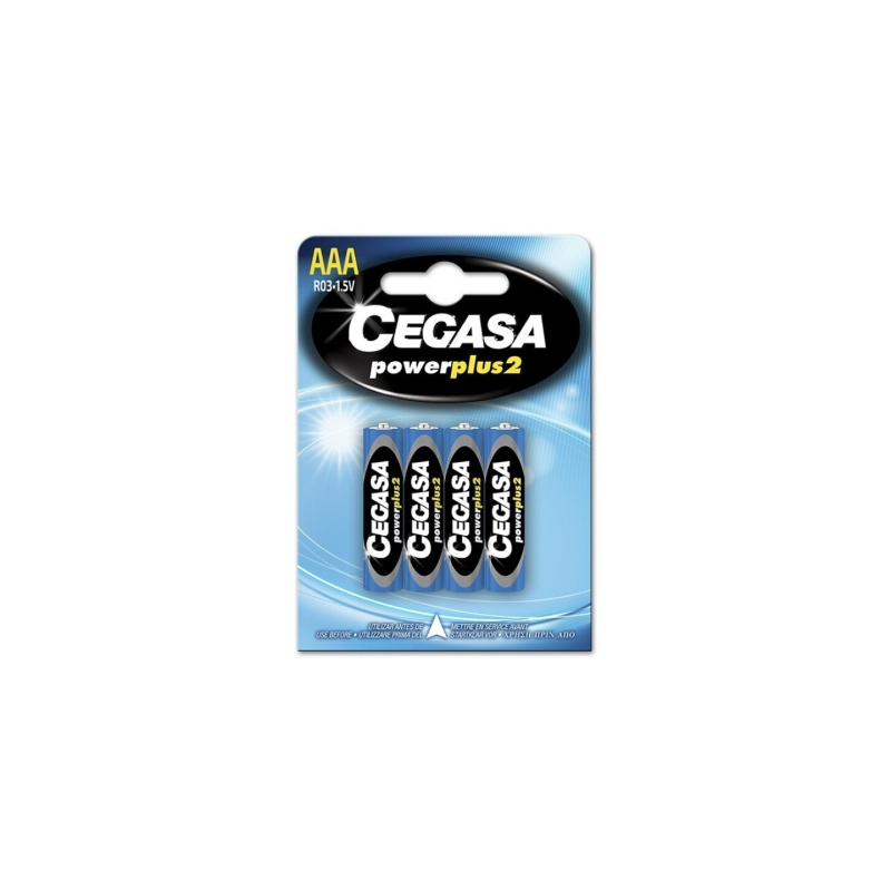 Cegasa Power Plus Lot de 2 piles R06 AAA (4 pièces) - Piles salines pour appareils basse consommation