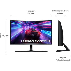 Moniteur Samsung S3 S39GD 32" incurvé 1500R LED VA FHD 100 Hz - Temps de réponse 4 ms - Angle de vision 178° - HDMI - VESA 75 x