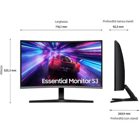 Moniteur Samsung S3 S39GD 32" incurvé 1500R LED VA FHD 100 Hz - Temps de réponse 4 ms - Angle de vision 178° - HDMI - VESA 75 x