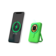 Batterie externe universelle Urban Factory Magnee Power 10 000 mAh - Entrée USB-C - Sorties USB-C, USB-A et sans fil - Vert fluo