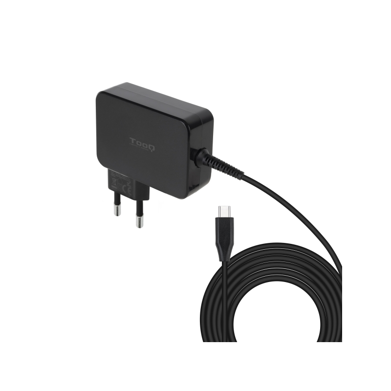 Chargeur pour ordinateur portable Tooq GaN USB-C/PD 100 W - Câble de 1,80 m - Noir