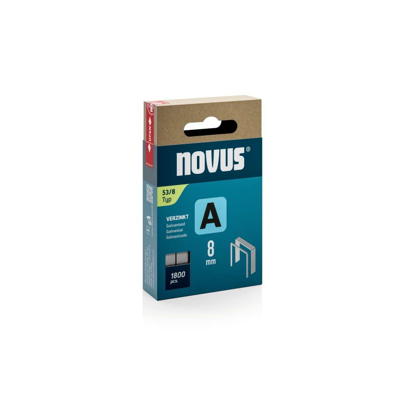 Boîte de 1800 agrafes galvanisées Novus A type 53 - 5 3/8 po - axe de 8 mm
