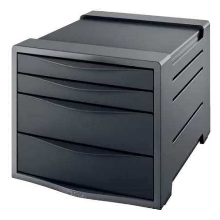 Commode 4 tiroirs Esselte Europost Vivida - 2 tailles de tiroirs - Glissement fluide - Base en caoutchouc antidérapante