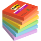 Post-It Super Sticky Pack de 6 blocs de 90 notes autocollantes repositionnables - Forme carrée - 76 x 76 mm - Couleurs assorties