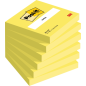 Lot de 6 blocs de 100 notes autocollantes repositionnables Post-It - Forme carrée - 76 x 76 mm - Jaune clair