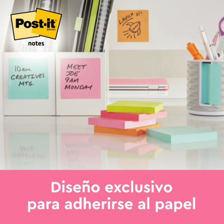 Lot de 6 blocs de 100 notes autocollantes repositionnables Post-It - Forme carrée - 76 x 76 mm - Jaune clair