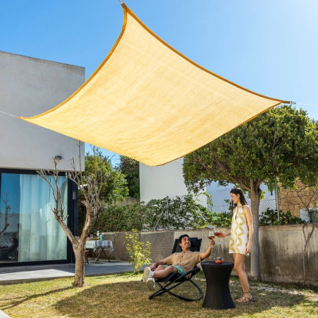 Voile d'ombrage rectangulaire Shazail d'Innovagoods - Facile à nettoyer - Protection UV - Respirante - Corde et 4 mousquetons