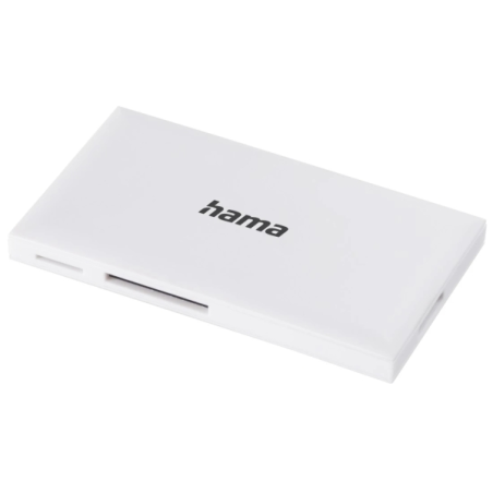 Lecteur de cartes Hama - CompactFlash - Compatible SD et micro-SD - Connexion USB-A - 90,3 x 9 x 50,3 mm - Blanc