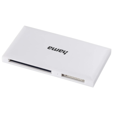 Lecteur de cartes Hama - CompactFlash - Compatible SD et micro-SD - Connexion USB-A - 90,3 x 9 x 50,3 mm - Blanc