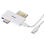 Lecteur de cartes Hama - CompactFlash - Compatible SD et micro-SD - Connexion USB-A - 90,3 x 9 x 50,3 mm - Blanc