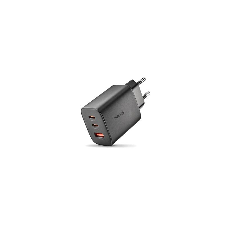 Chargeur mural ultra-rapide GaN NGS ERA 65 W - 2 ports USB-C et 1 port USB-A - Noir