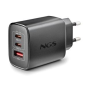 Chargeur mural ultra-rapide GaN NGS ERA 65 W - 2 ports USB-C et 1 port USB-A - Noir