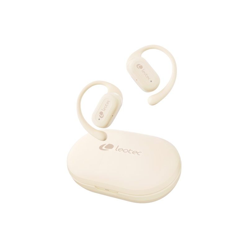 Casque Bluetooth 5.4 Leotec Open Air Zenith Sport - Étui de chargement - Autonomie 30 h - Blanc