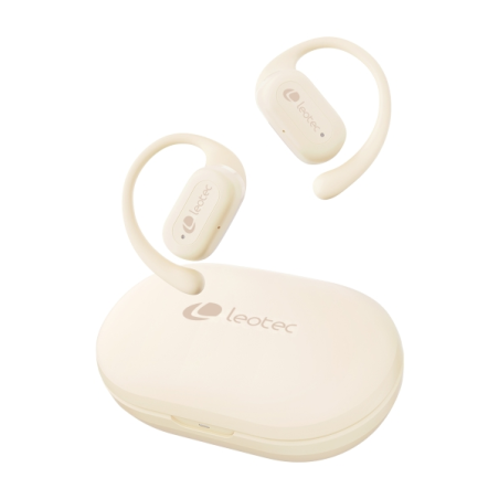 Casque Bluetooth 5.4 Leotec Open Air Zenith Sport - Étui de chargement - Autonomie 30 h - Blanc