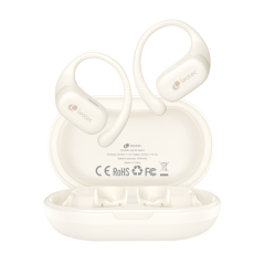 Casque Bluetooth 5.4 Leotec Open Air Zenith Sport - Étui de chargement - Autonomie 30 h - Blanc