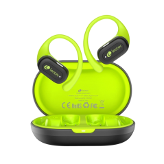 Casque Bluetooth 5.4 Leotec Open Air Zenith Sport - Étui de chargement - Autonomie 30 h - Vert