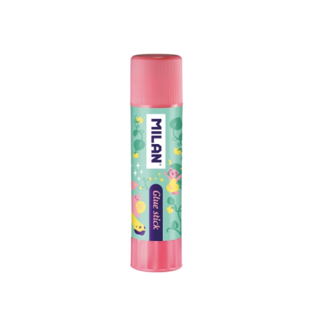 Présentoir de 12 bâtons de colle Milan Fairy Tale (21 g) - Multi-usages - Multi-surfaces - Sans solvant - Usage scolaire - Rose