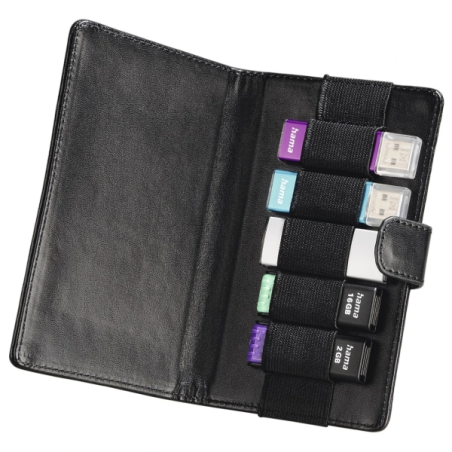 Étui Hama Vegas pour 5 clés USB - Universel - Cuir - 8,2 x 1,6 x 13,9 cm - Noir