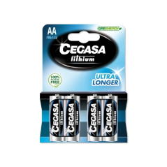 Pack de 4 piles lithium AA FR6 1,5 V Cegasa