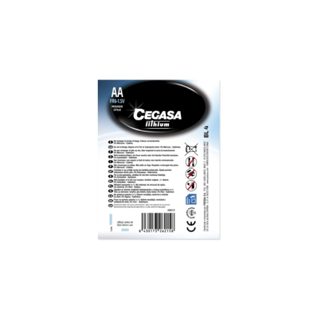 Pack de 4 piles lithium AA FR6 1,5 V Cegasa