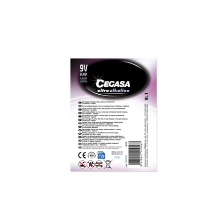 Pack de 1 pile alcaline Cegasa Ultra 6LR61 9 V - Haute technologie - Plus de capacité, de puissance et de performances