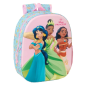 Sac à dos Safta Disney Princess 3D 8,64 L - Porte-bouteille - Porte-carte d'identité - Bretelles rembourrées - 27 x 33 x 10 cm