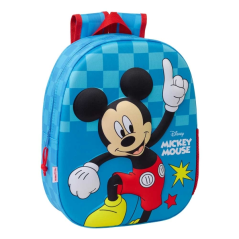 Sac à dos Safta Mickey Mouse 8,64 L 3D - Porte-bouteille - Porte-carte d'identité - Bretelles rembourrées - 27 x 33 x 10 cm