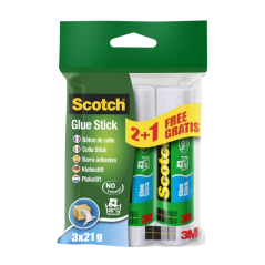 Bâtons de colle solide Scotch (lot de 3) - 21 g par unité - Promotion : 2, 1 gratuit - Transparent