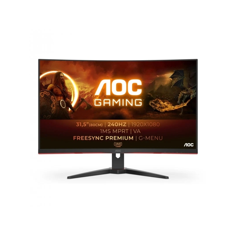 Moniteur AOC G4 31,5" incurvé 1500R LED VA FullHD 240 Hz - FreeSync Premium - Temps de réponse 1 ms - Angle de vision 178°