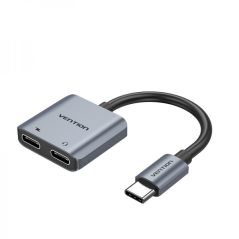 Convertisseur USB-C mâle vers 2x USB-C femelle Vention audio et charge