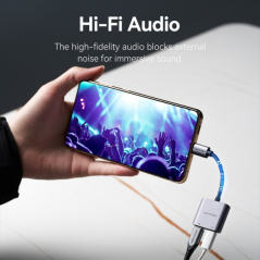 Convertisseur USB-C mâle vers 2x USB-C femelle Vention audio et charge
