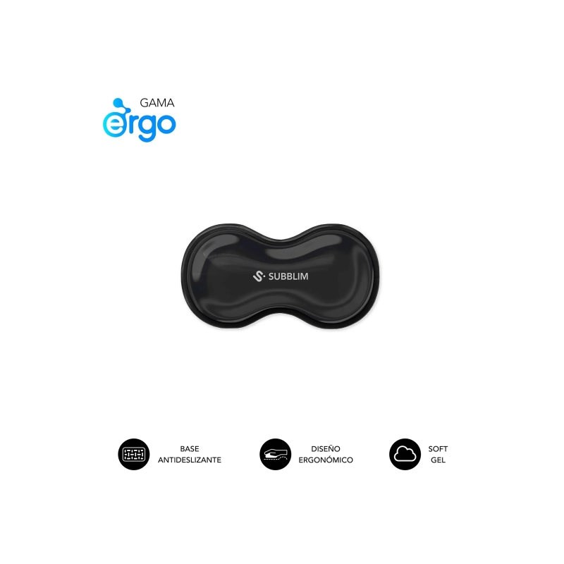 Repose-poignet de souris Subblim Ergo Crystal Flex - Gel rafraîchissant auto-ajustable - Design ergonomique ondulé - Base