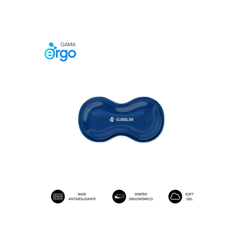 Repose-poignet de souris Subblim Ergo Crystal Flex - Gel rafraîchissant auto-ajustable - Design ergonomique ondulé - Base