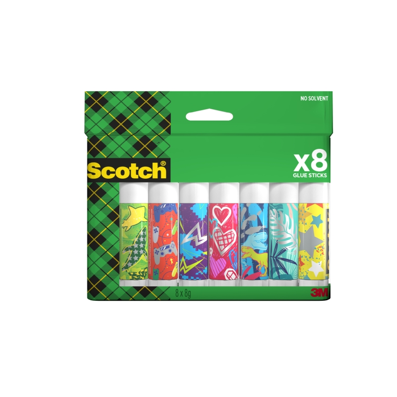 Lot de 8 bâtons de colle solide Scotch - 8 g par unité - Couleur transparente