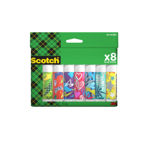 Lot de 8 bâtons de colle solide Scotch - 8 g par unité - Couleur transparente