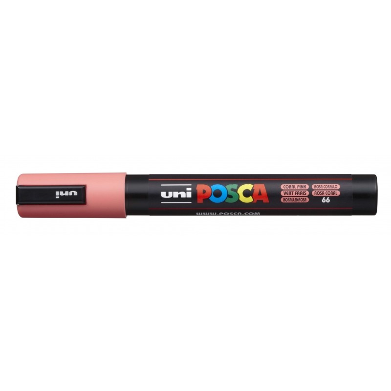 LOT de 6 Posca PC-5M Marqueur peinture – À base d'eau – Pointe ogive 1,8-2,5 mm – Résistant à la lumière – Couleur rose corail
