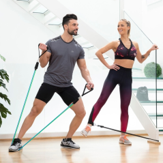 Ensemble de 3 bandes de résistance Innovagoods Tribainer avec accessoires - Résistance ajustable - Guide d'exercices - Portable