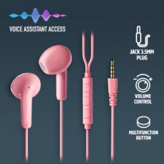 Écouteurs intra-auriculaires NGS CROSS FLIP avec microphone - Jack 3,5 mm - Bouton multifonction - Couleur rose
