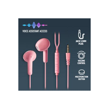 Écouteurs intra-auriculaires NGS CROSS FLIP avec microphone - Jack 3,5 mm - Bouton multifonction - Couleur rose