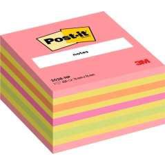 Cube Post-It de 450 notes autocollantes repositionnables - Forme carrée - 76 x 76 mm - Couleurs assorties