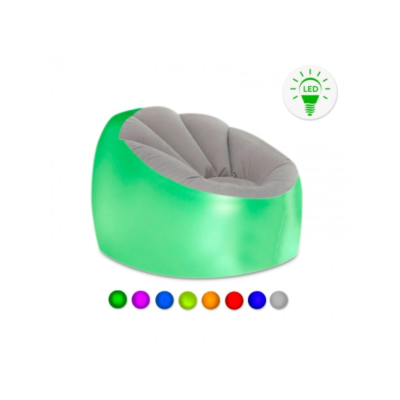 Fauteuil gonflable Innovagoods Cight avec lumières LED multicolores - Télécommande - Indice de protection IP67 - Matériau doux