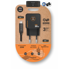 Chargeur mural ultra-rapide TechOneTech GaN 20W noir + câble USB-C