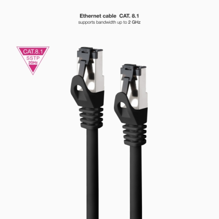Câble réseau Nanocable Cat.8.1 2 GHz LSZH SSTP AWG26 - Longueur 3 m - Noir