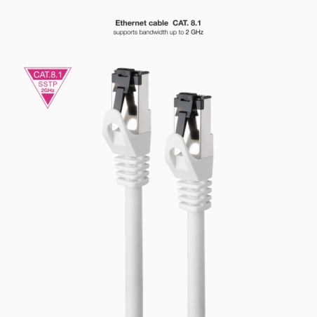 Câble réseau Nanocable Cat. 8.1 2 GHz LSZH SSTP AWG26 - Longueur 0,30 m - Blanc