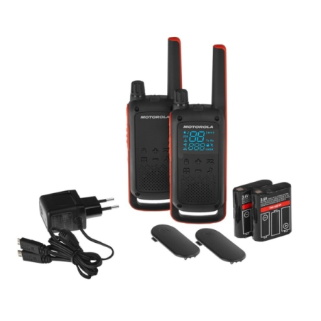 Pack de 2 talkies-walkies Motorola T82 - 16 canaux PMR446 + 121 codes - Portée jusqu'à 10 km - Autonomie jusqu'à 18 h