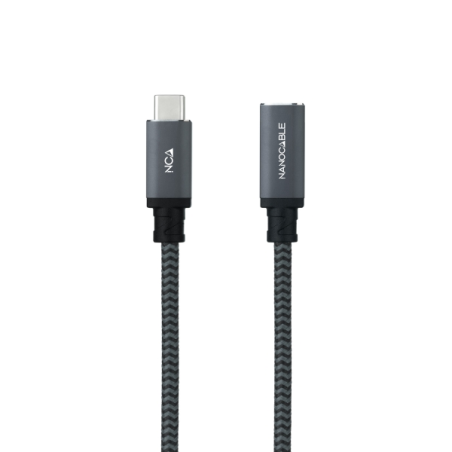 Câble d'extension Nanocable USB-C 3.2 mâle vers USB-C 3.2 femelle - Gen2x2 20 Gbit/s - 100 W 5 A - 4K 60 Hz - 0,5 mètre - Mesh