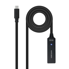 Câble d'extension Nanocable USB-C 3.2 mâle vers USB-C 3.2 femelle - 5 mètres - Amplificateur - Noir