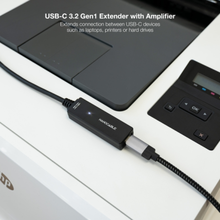 Câble d'extension Nanocable USB-C 3.2 mâle vers USB-C 3.2 femelle - 5 mètres - Amplificateur - Noir