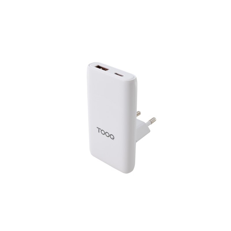 Adaptateur de voyage Tooq - Compatible avec l'UE, le Royaume-Uni et la Corée du Sud - Technologie GaN 65 W - Ports USB-C PD et